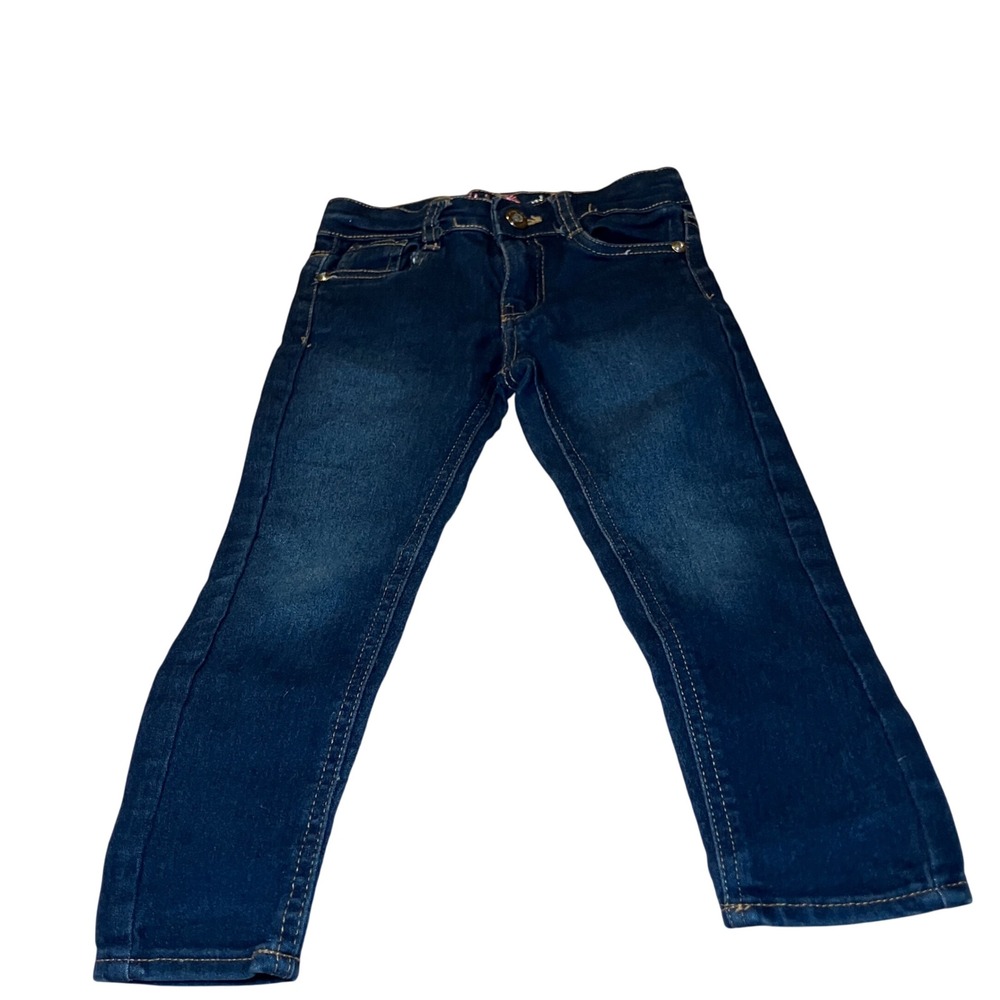 Delias Girl Size 4 Kids Skinny Jeans Blue Denim Indigo Wash With Heart Pockets